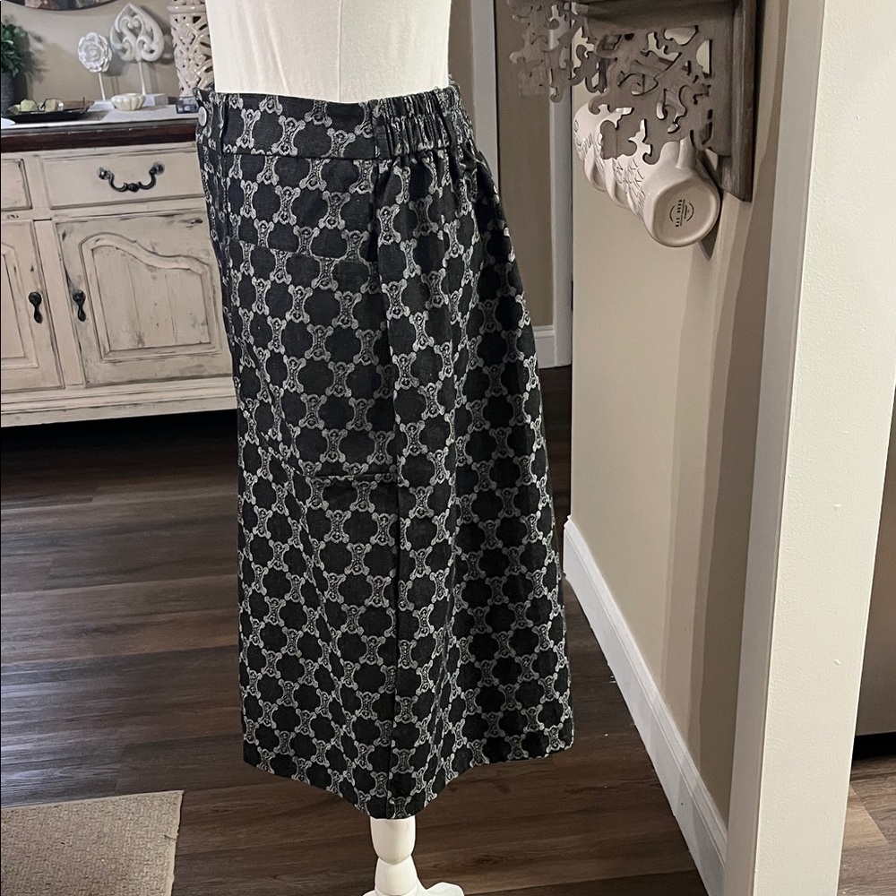 Celine Black & Gray Patterned Midi Skirt - Picture 3 of 7